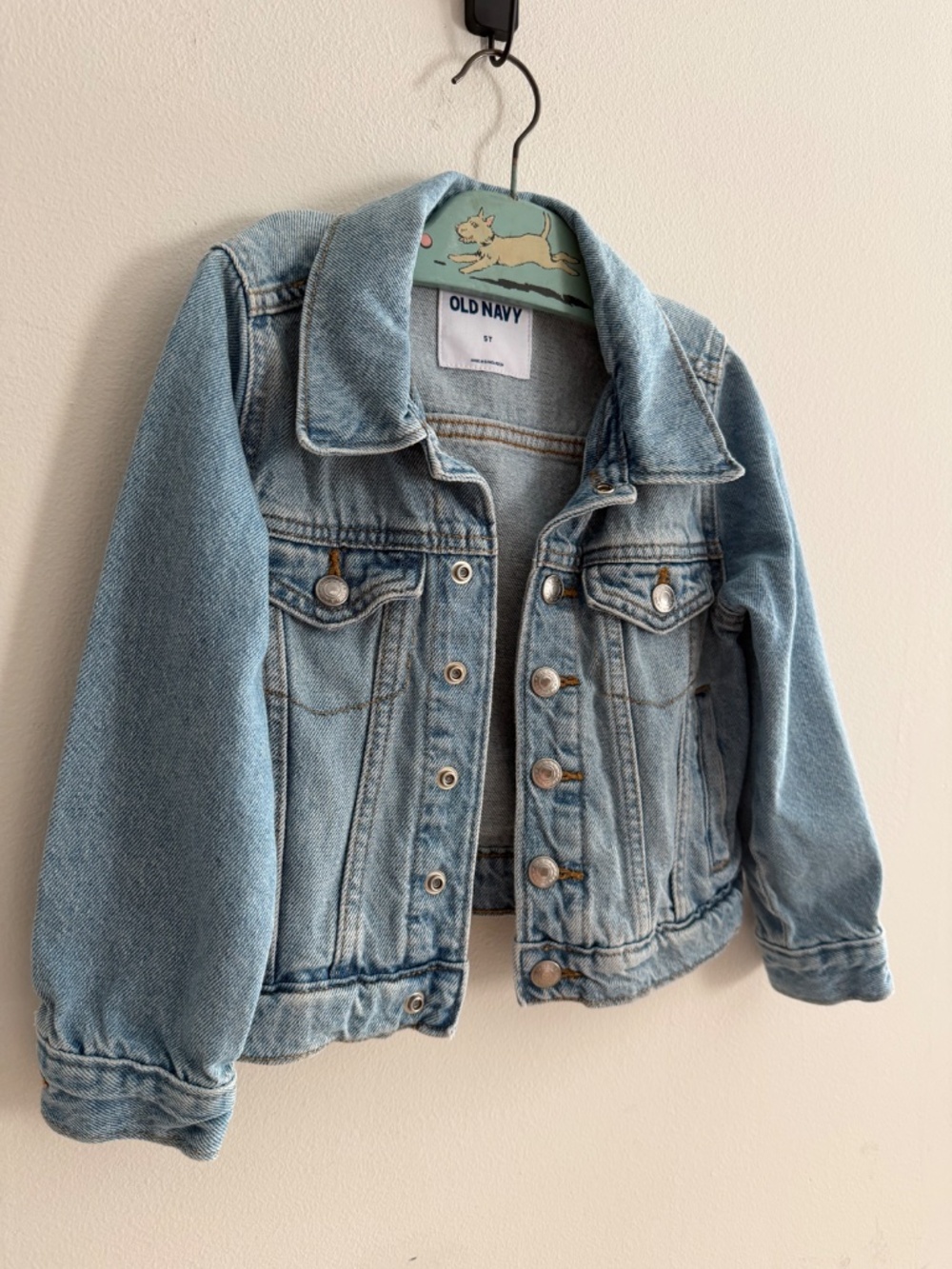 Old Navy 5T Denim Trucker Jacket Lt Wash Jean Distressed Cotton Grunge Western
